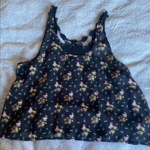 Papaya Blue Ruffled Crop Tank Top